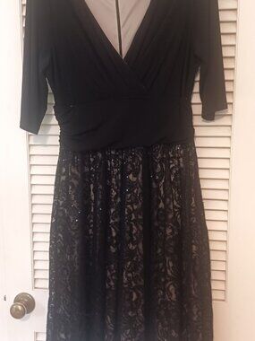 Melrose Black Lace Sequin Dress. Ladies size 14P